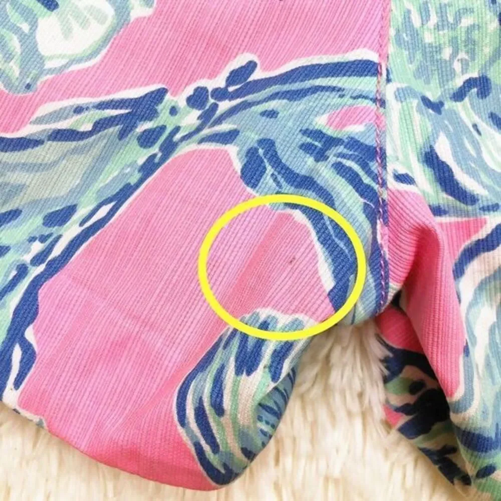 Lilly Pulitzer Adie Shorts Pink Pout Barefoot Princess Blue Shell Size 4